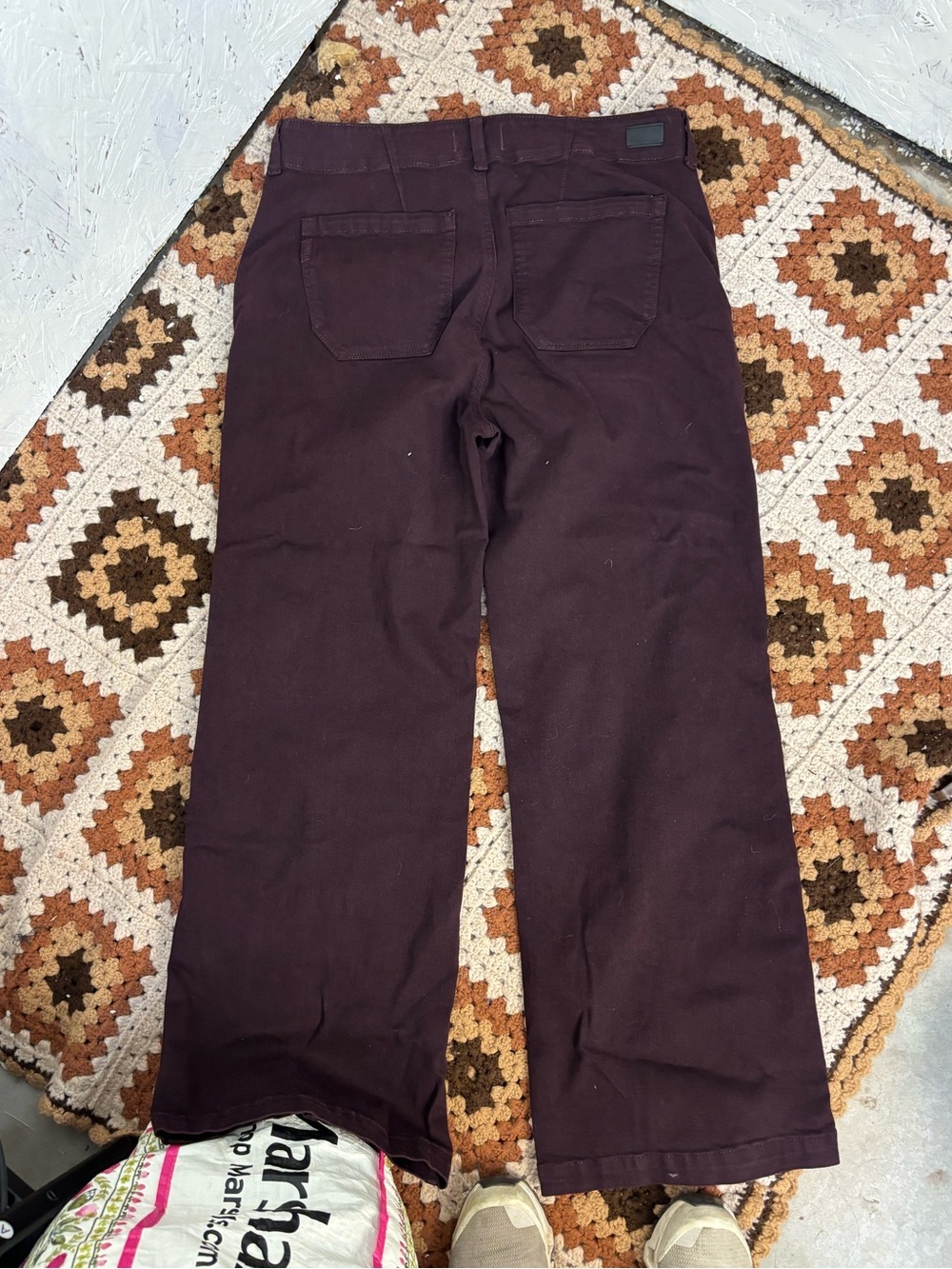 Paige Brooklyn Wide Leg High Rise Pants Black Cherry Burgundy Size 32 - Picture 8 of 10